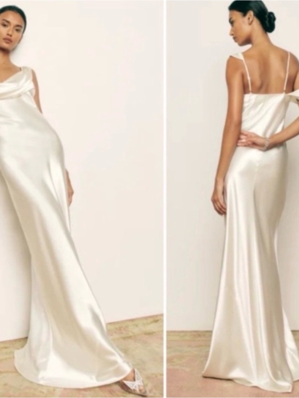 Reformation Satin Slip Maxi Dress in Ivory